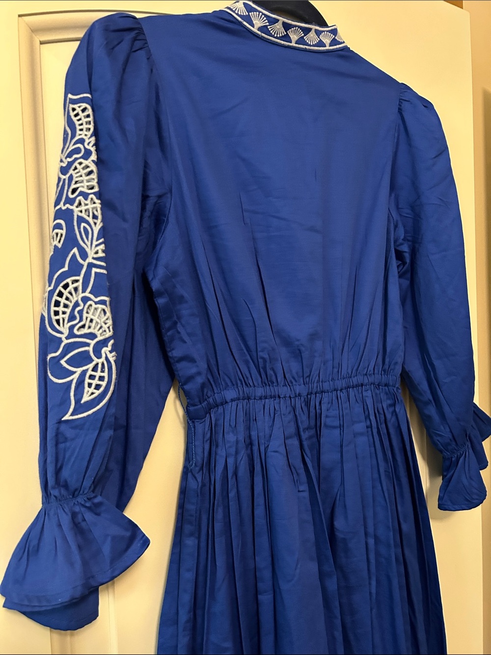 Hyacinth House Blue Embroidered Midi Dress with White Trim by Winchester - Picture 11 of 14